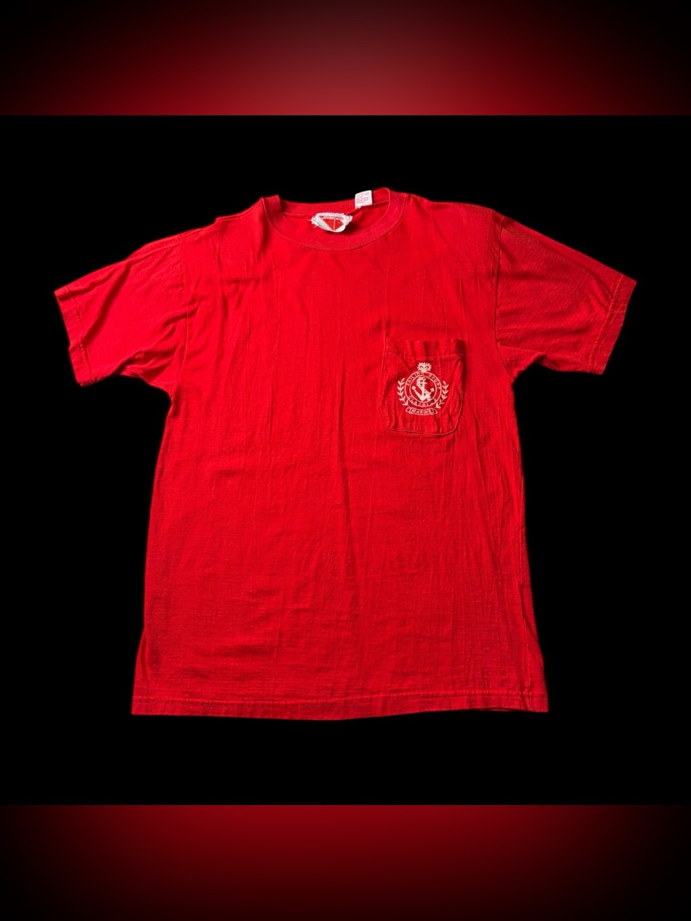 Justin Allen 80s Vintage Red Nautical Sailing Preppy T-Shirt Sz M